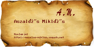 Aszalós Miklós névjegykártya