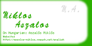 miklos aszalos business card