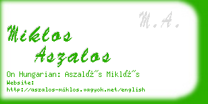 miklos aszalos business card